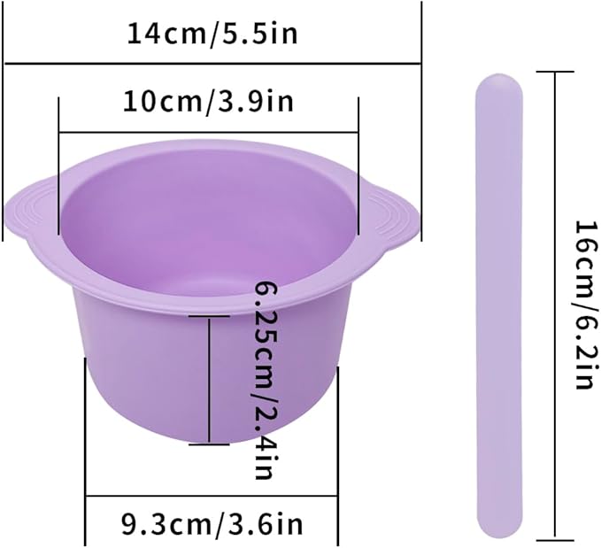 Silicone Wax Bowl and Liner Set for Hair Removal, Non-Stick Wax Pot with Spatula Sticks(purple)
