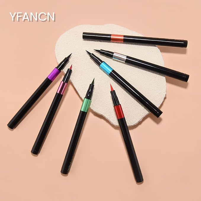 WanTuoluo 7 Pcs Colors Liquid Eyeliner Stamp Pens Set, Long Lasting Liquid Eye Liner,Waterproof & Smudgeproof Makeup