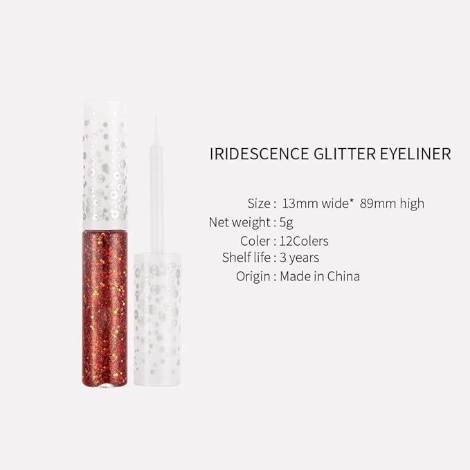 Liquid Glitter Eyeshadow & Eyeliner - Metallic Glitter Shimmer Eye Looks, Waterproof, Long Lasting & Quick-Drying Sparkling Eye Shadow Makeup - Euphoria 05