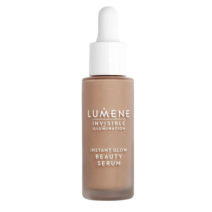 LUMENE Invisible Illumination Instant Glow Beauty Serum | Universal Tan Shade | Face Makeup & Brightening Serum | Lightweight, Buildable Coverage | Vegan | 30 ml