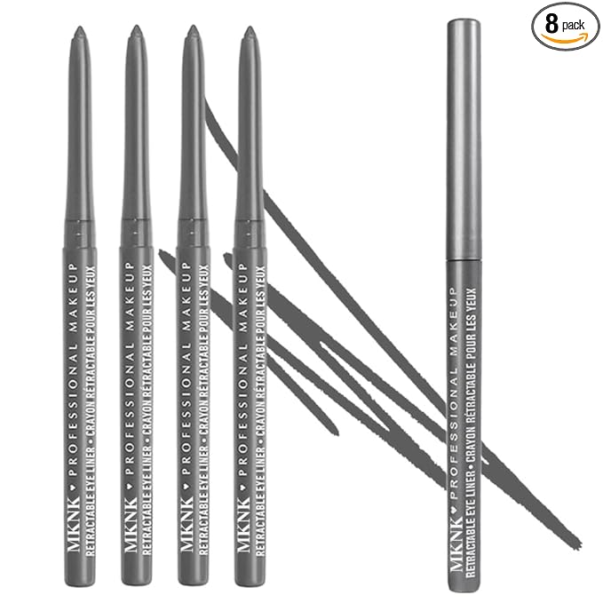 4Pcs Retractable Creamy Eyeliner & Eyeshadow Sticks for Women, Black White Brown Blue Purple Green Gray Colors, Ultra Pigmented Eye Pencils, Matte Satin Finish,Vegan (4 Pcs: 06# Silver Gray)