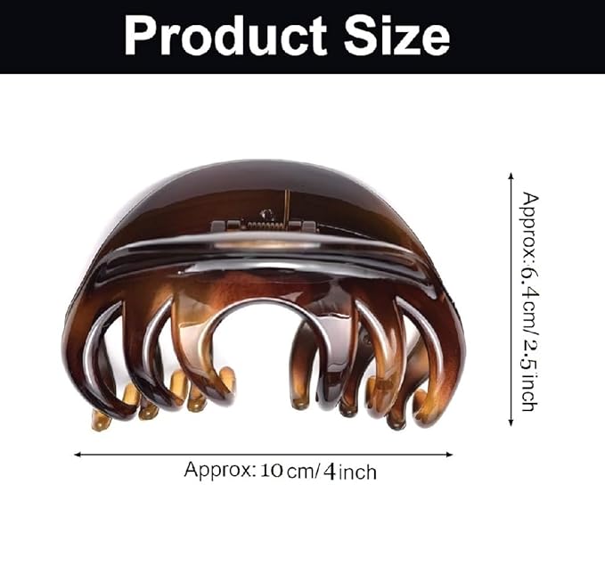 Premium Hair Claw Clips For Thick Hair, Strong Holding Power Claw Hair Clamps Delicate Hair Grip for Women and Girls (Amber - 1 pcs)