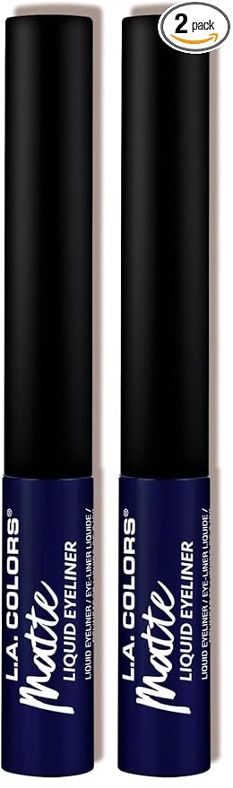 L.A. COLORS Liquid Eyeliner Collection, Matte Navy CLE803 (Pack of 2)