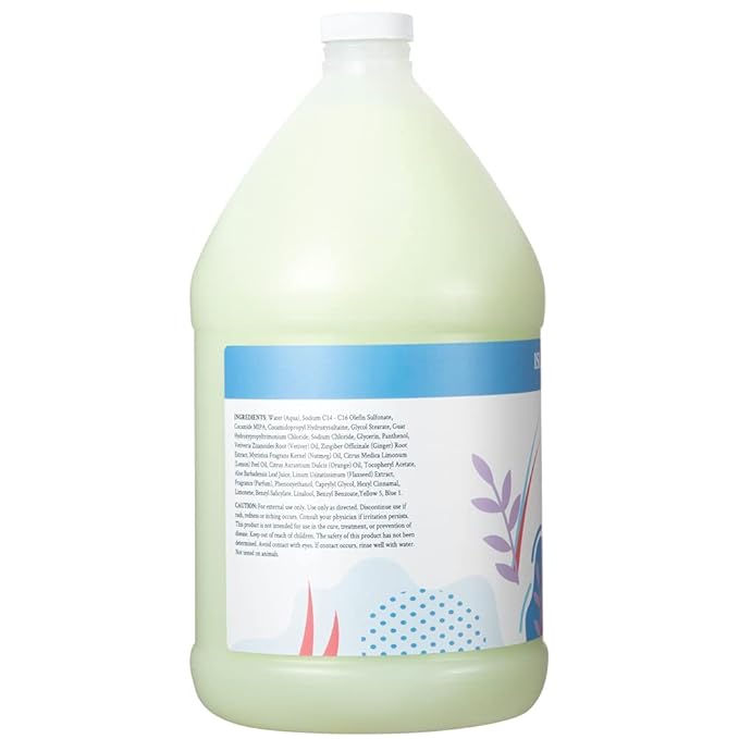 Ginger Lily Farms Botanicals Moisturizing Shampoo for All Hair Types, Island Tranquility, 100% Vegan & Cruelty-Free, Green Tea Lemongrass Scent, 1 Gallon (128 fl oz) Refill (Pack of 4)