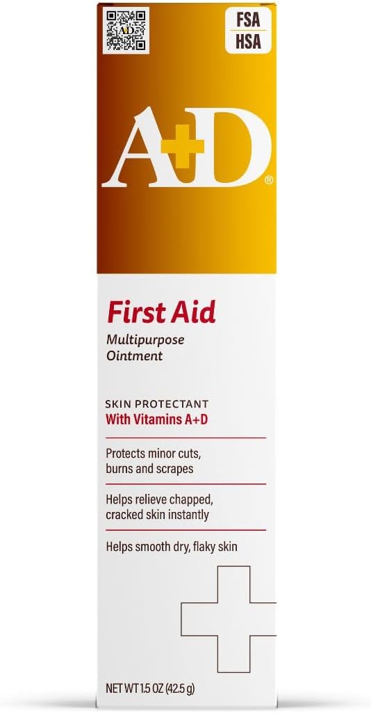 A+D First Aid Healing Ointment - Moisturizing Skin Protectant for Dry Cracked Heels, Elbows, Hands and Lips - Use After Hand Washing, Packaging May Vary, Multicolor – 1.5 oz Tube