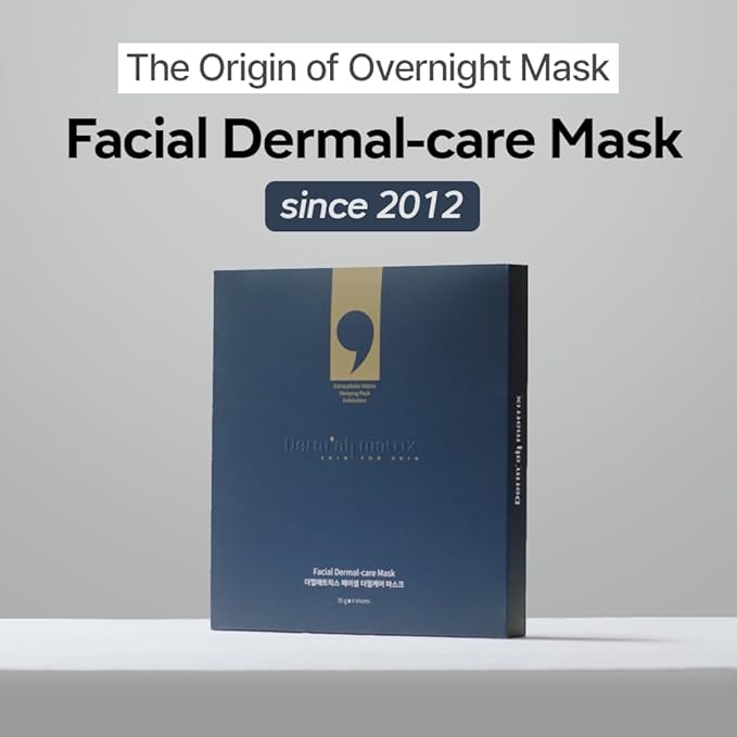 DERM·ALL MATRIX Daily Facial Dermal-care (35g/sheet) Overnight mask pack,Lifting and Hydrating,Soothing, Exfoliating,Skin Nourishing,Collagen sheet mask for wrinkles and dry skin. (4sheets/1week)