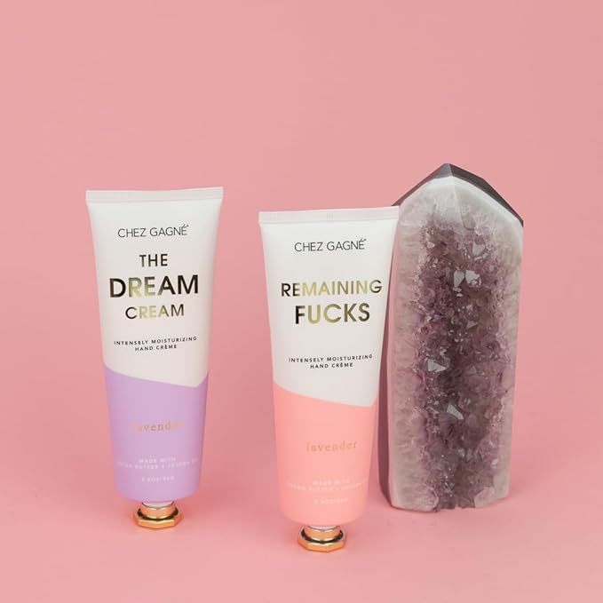 Chez Gagné Vegan Hand Cream for Dry Hands - Remaining Fucks - Lavender 3.4oz Non-Greasy Moisturizing Hand Lotion - Made in California - Paraben, Sulfate & Phthalate Free - Funny Gift