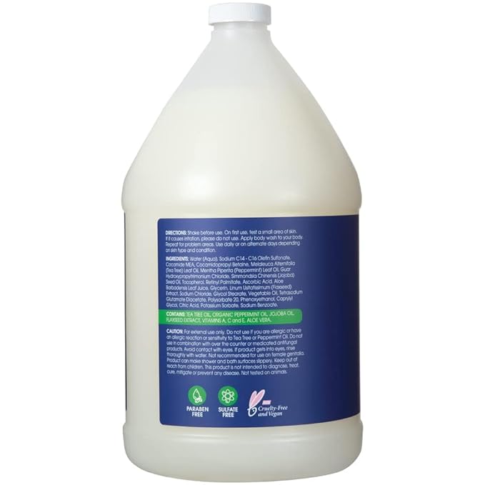 Ginger Lily Farms Botanicals MultiCure Advanced Therapy Body Wash with Tea Tree Oil, Peppermint and Aloe Vera, 100% Vegan & Cruelty-Free, 1 Gallon (Pack of 4)