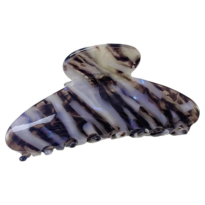Wenlly large tortoise shell claw clip, 4.1 Inch cellulose acetate hair claw clips, marble non-slip strong hair hold barrettes for women and girls, black blue
