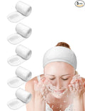 EUICAE Spa Headband Sweat Towel Wrap Non-Slip Stretchable Washable for Face Wash, Facial Treatment, Sports (White 5pcs)