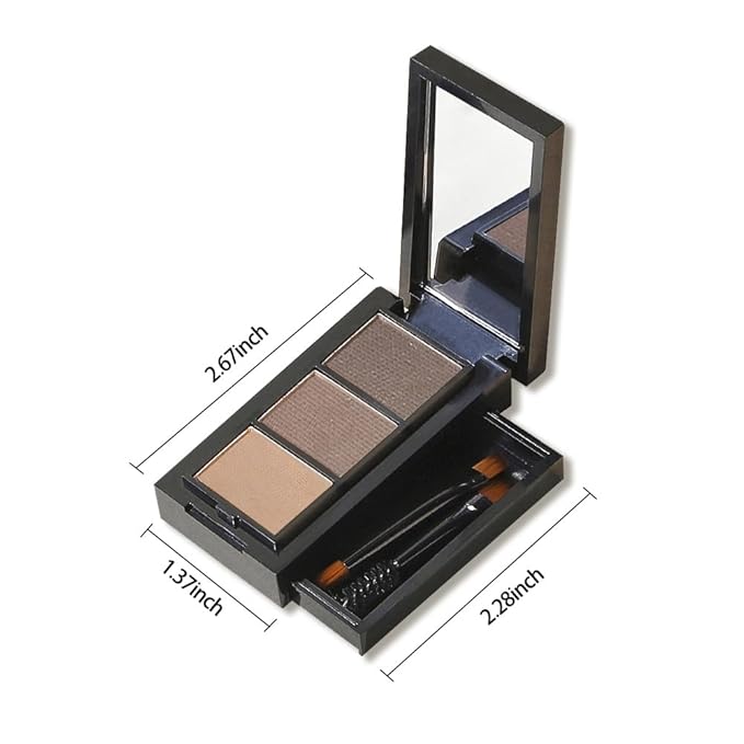 Eyebrow Powder Medium Brown Kit,Eye Brow Powder for Women with Double-ended Eyebrow Brush,Long-Lasting Waterproof Two Colors Brow Filler Get Full Defined Natural Brows,Brown Eyebrow Powder Makeup