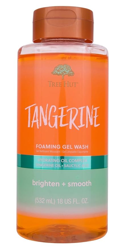 Tree Hut Tangerine Foaming Gel Wash, Hydrating & Moisturizing Body Wash with Shea Butter & Nourishing Essential Oils, Daily Cleanser for Soft Smooth Skin, 18 fl oz
