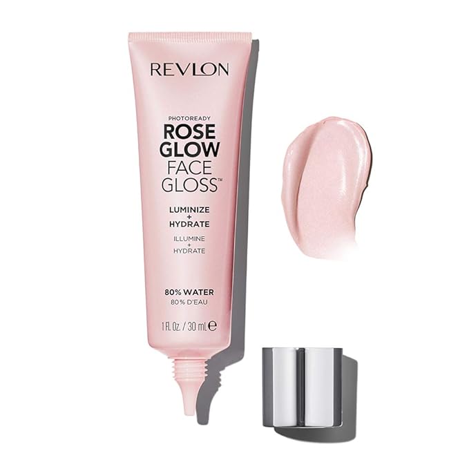 Revlon PhotoReady Face Gloss Rose Glow Primer, Makeup for All Skin Types, Hydrates, Illuminates & Moisturizes, Infused with Glycerin & Olive Oil Extract, 80% Water, 1 Fl Oz (Pack of 2)