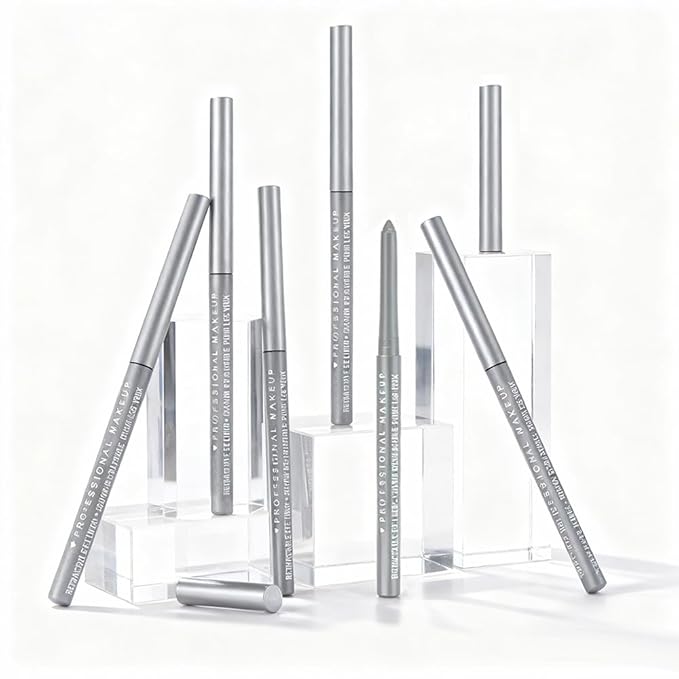 Retractable Creamy Eyeliner Eyeshadow Sticks for Eye Makeup, Ultra Pigmented Mechanical Eye Pencils, Smudge Proof Matte Satin Finish Formula, Longlasting, Vegan & Cruelty-Free (6 Pcs-Silver Gray-05)