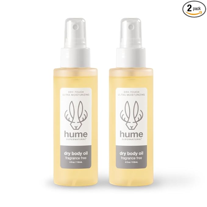 HUME SUPERNATURAL Dry Body Oil Spray - Moisturizing Oil for Dry Skin, After Shower Hydrating Body Oils for Women and Men, Nourishing, Glow, Fragrance Free, 2-Pack