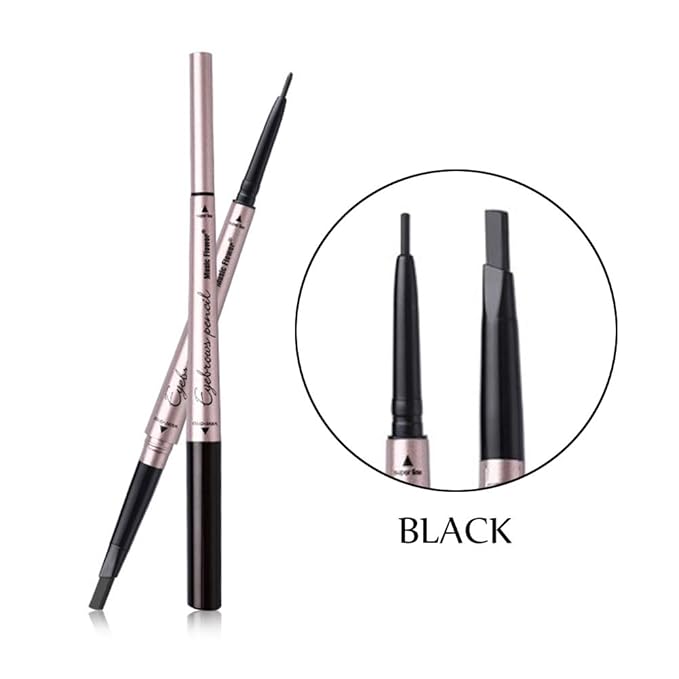 Vtrem Eyebrow Pencil Waterproof Double-headed Tatoo Eye Brow Pen Fine Carving Long Lasting Smudge-Proof for Natural Hair-Like Defined Stay All Day (3# Black)