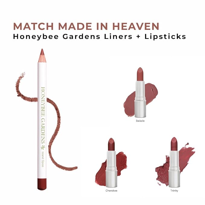 Honeybee Gardens Irresistible Lip Liner Pencil– Island Spice Rosey Cinnamon, Long-Lasting Lip Pencil for Women, Smooth Precision Application, Vegan Makeup Lip Products, Gluten & Paraben-Free, 0.04oz