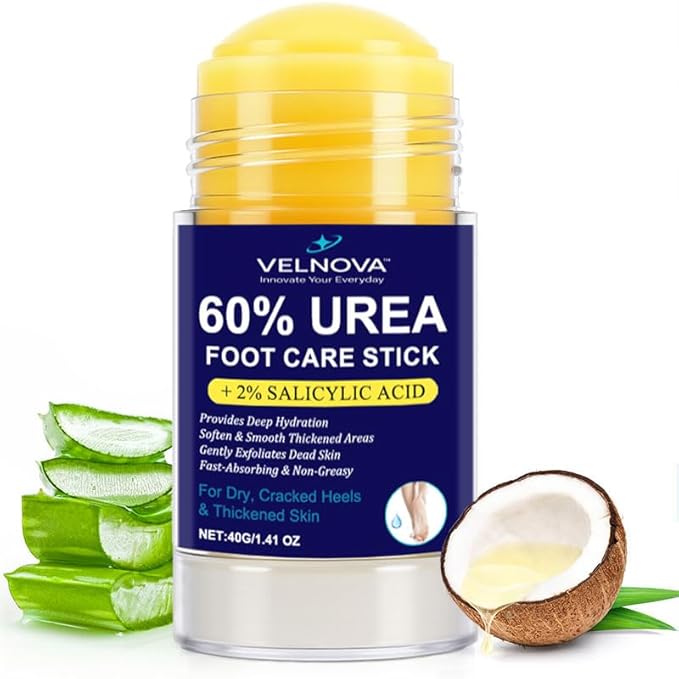 60% Urea Foot Care Stick with 2% Salicylic Acid – Maximum Strength Callus Remover & Foot Cream for Dry Cracked Heels – Exfoliating Moisturizer, Non-Greasy – 1.41 oz
