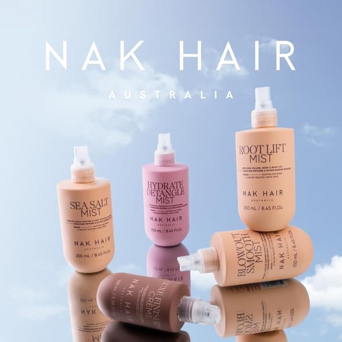 NAK Signature Blowout Mist Heat Protectant Spray 250ml - Anti-Frizz & Humidity Control for All Hair Types with Peptide Complex & Natural Oils