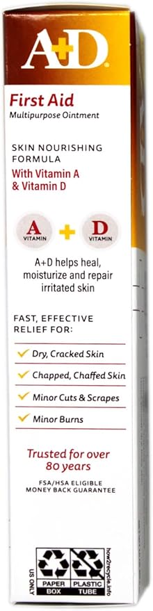 A+D First Aid Ointment, Multipurpose Dry Skin Moisturizer and Skin Protectant, 1.5 Oz (Pack of 3)