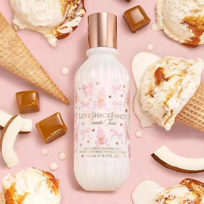Vanilla Twirl Hair & Body Mist - Sweet Vanilla & Sugar Fragrance Spray for Hair and Skin, Lightweight, Refreshing, Cozy, Layerable Everyday Scent Mist - (8oz/240mL)