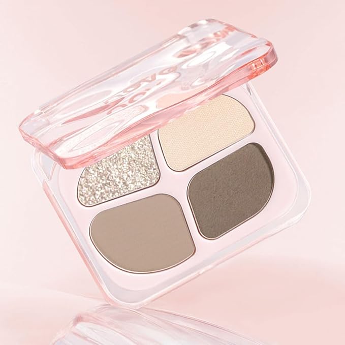 Matte Eyeshadow Palette, 4 Color High Pigment Blendable Eye Shadow Makeup For Older Women, Shimmer Eyeshadow Palette Makeup (01#, Pack of 1)