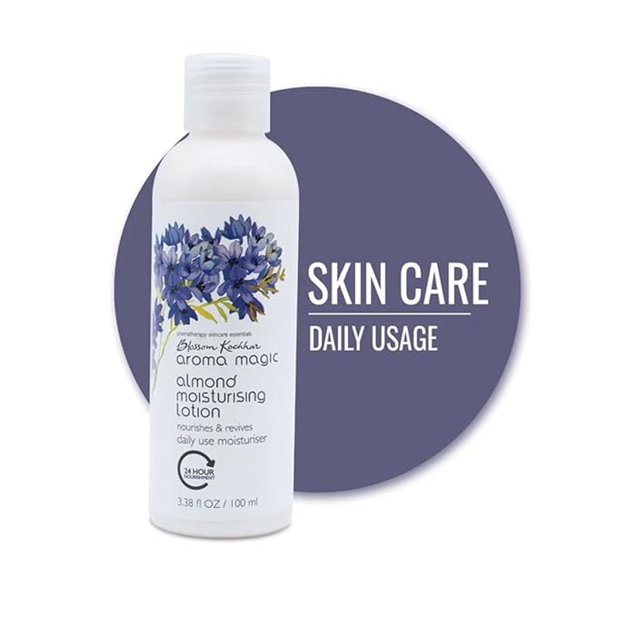 Aroma Magic Almond Moisturising Lotion for Dry Skin | Daily Face & Body Moisturizer with Almond Fruit & Lotus Leaf | Softens, Revives, Rejuvenates | 3.38 Fl Oz (100ml)