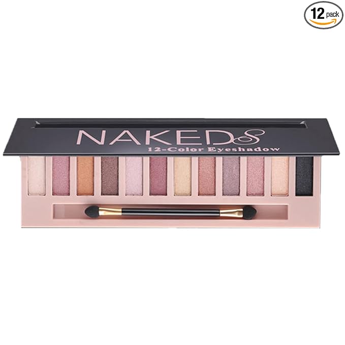 12-Color Nude Eyeshadow Palette - Natural Nude Matte & Shimmer Glitter Pigment Eye Shadow Palette Set - Waterproof Smokey Professional Beauty Makeup Kit (B Shimmer)