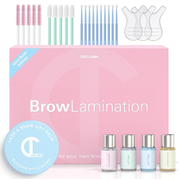 Brow Lamination Kit with Glue Balm | Professional Eyebrow Lamination Kit with Keratin Conditioning | DIY Eye Brow Lift Kit for Fuller, Thicker, Beautiful Brows | Easy to Use & Long (Glue Balm Edition)