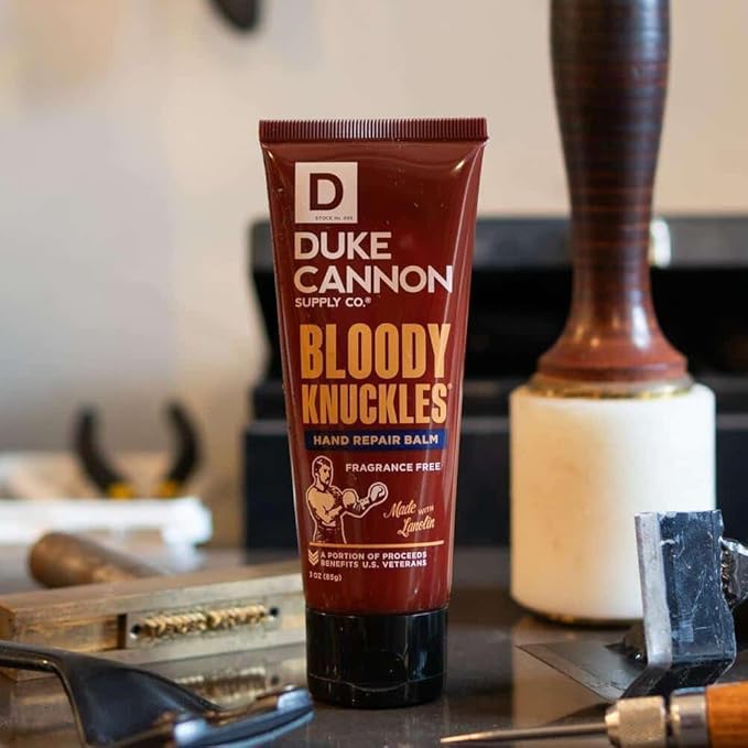 Duke Cannon Bloody Knuckles Hand Repair Balm - Unscented Moisturizing Cream, Non-Greasy Lanolin Formula for Dry, Cracked Hands, 3 oz. (Travel Size)