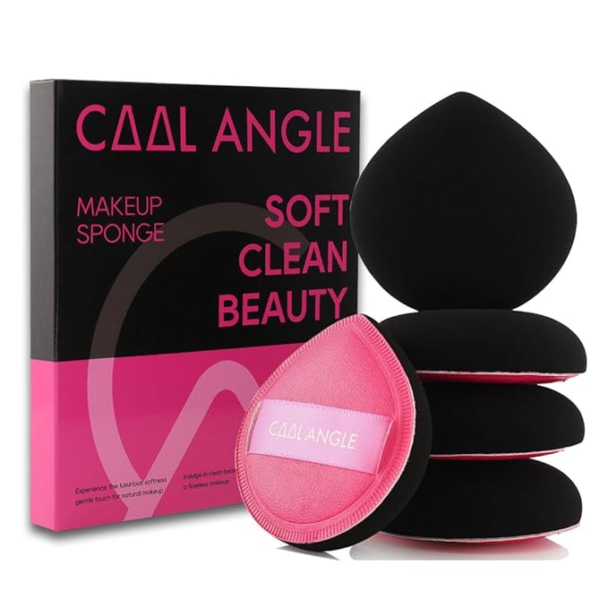 COOL-ANGLE 5Pcs Makeup Sponge Latex-Free Soft Blender Sponge Perfect for Liquid Foundation Concealer Cream Powder, Beauty Sponge Gift Set for Long-lasting and Natural Makeup, Pink, Medium