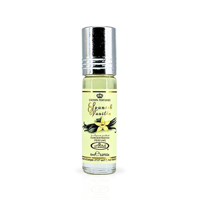 Al-Rehab Spanish Vanilla Perfume Oil 6ML (0.2 Oz) - Arabian Oils For Women - Long Lasting Concentrated Oil - A Luxurious Soft & Sweet Women's Fragrance For An Elegant Touch