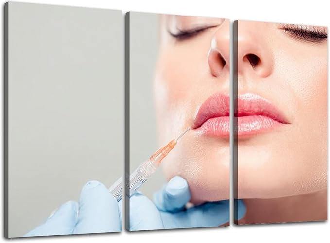 3 Piece Canvas Wall Art Prints Picture botox woman fillers spa facial young treatment syringe body Framed Wall Painting Modern Artwork Poster Home Decor for Living Room Office Ready to Hang