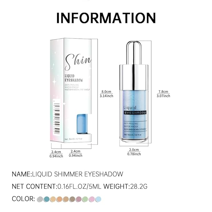 Ocean Blue Shimmer Liquid Eyeshadow, High Pigment Blendable Eye Makeup for Older Women, Long Lasting Lightweight Travel Friendly Buildable, Suitable for All Eye Shapes, Glitter Finish 10#