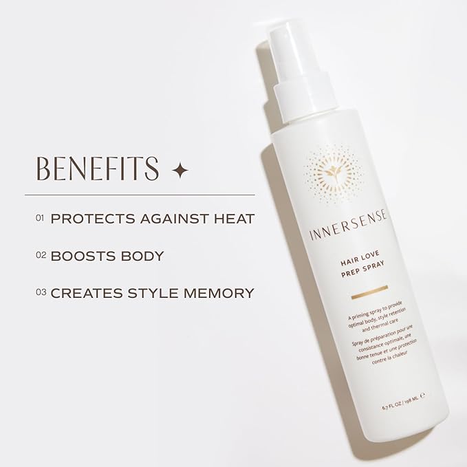 INNERSENSE Organic Beauty - Natural Hair Love Prep Spray For Body, Style Retention + Thermal Care | Non-Toxic, Cruelty-Free, Clean Haircare (Full Size, 6 fl oz | 198 ml)
