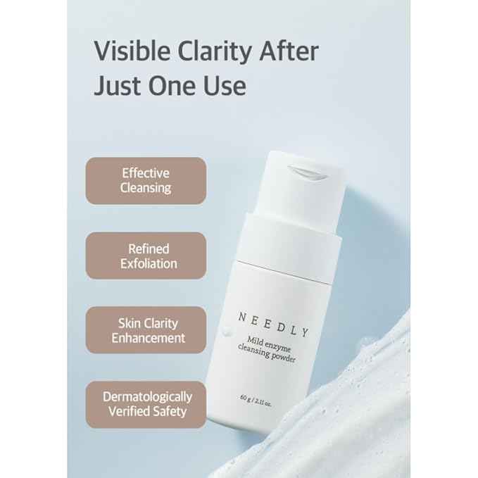 NEEDLY Mild Enzyme Cleansing Powder (2.11oz.) | Gentle Exfoliation Cleanser, Powder to Foam, Creamy Foam Ritual, Cleanse and Exfoliate in One Effortless Step