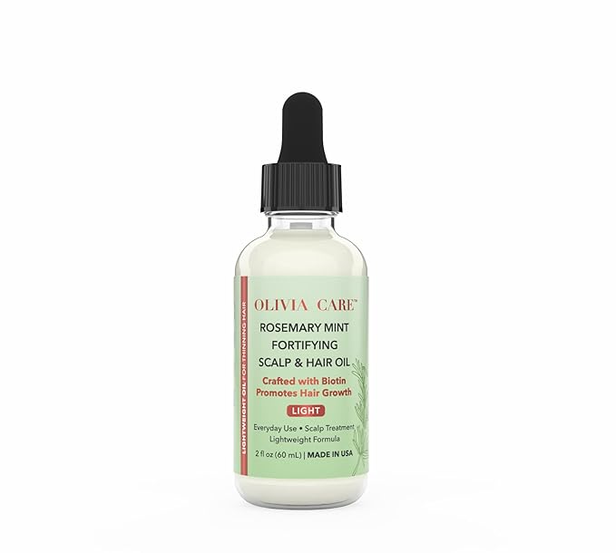 Olivia Care Rosemary Oil for Hair Growth - Rosemary & Mint with Biotin, Fortifying Scalp and Hair Treatment to Aid Hair Growth, Made in USA. (2 Fl Oz (60 mL), Light Rosemary Mint)