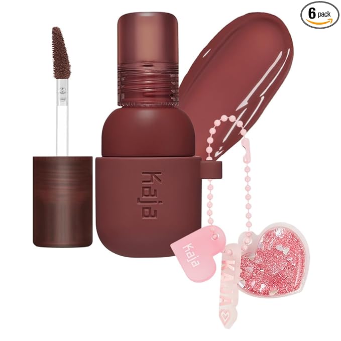 Kaja Lip & Blush Glazed Keychain Stain - Jelly Charm 06 Mocha Glaze | with Triple Berry Complex, Lemon Fruit Extract & Olive Squalane, Hydrating, Long Lasting Lip Tint