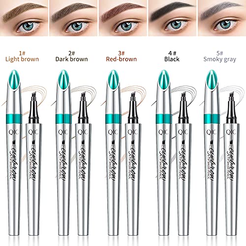Pencil Eyebrow Microblading Pen - Eye Makeup Eyebrow Pen Micro 4 Point Brow Lift & Snatch Long-Lasting Waterproof Natural Eyebrow Hair (01 Light Brown)