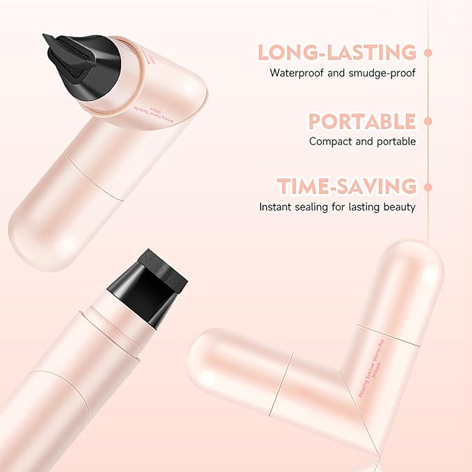 2 PCS Dual-Ended Eyeliner Stamp, Foldable Winged Liner Stamp, Easy to Apply Cat Eye Stamp with L/R Markings, Smudge-Resistant, Beginner-Friendly Winged Eyeliner (Black & Brown)