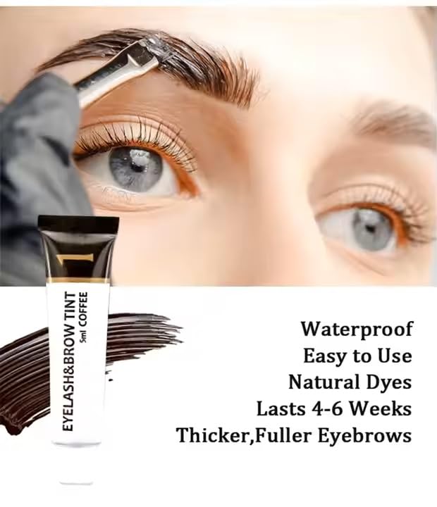 2-in-1 Eyelash & Eyebrow Tint Kit – Professional Lash & Brow Coloring Kit with Cream Developer – Long-Lasting, Waterproof & Smudge-Proof Color – Salon & Home Use