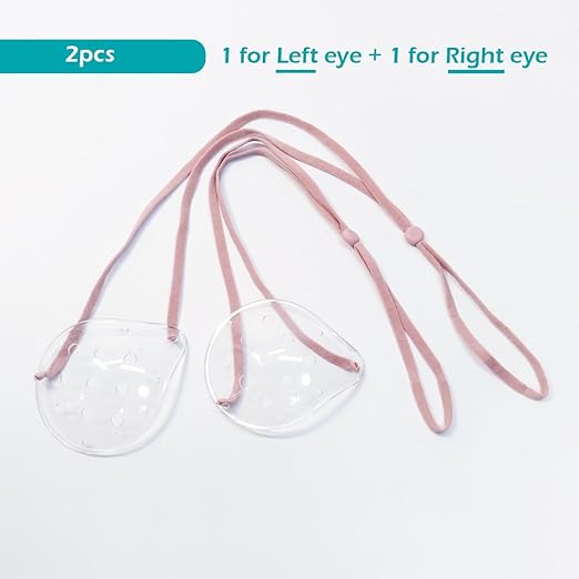 AMZVIO Clear Eye Shield After Cataract Surgery, 2 Pack, Breathable Medical Eye Patches for Adults and Kids, Hard Plastic Eye Protection Cover with Adjustable Strap for Sleeping (Pink)