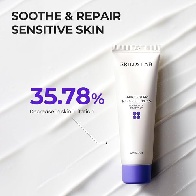 [SKIN&LAB] Barrierderm Intensive Cream 50ml, Skin Barrier Korean Face Cream Moisturizer, Panthenol, light texture, face and body cream, Gentle for Everyone, Convenient Travel Size (1.69 fl oz.)