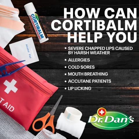 Dr. Dan’s Cortibalm - Medicated Lip Balm with Hydrocortisone – Healing Treatment & Lip Moisturizer for Severely Chapped, Very Dry Cracked Lips – 1 Pack