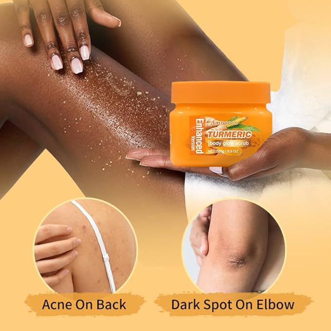 Turmeric Body Scrub, Botanical Skin Cleanser for Dullness & Uneven Tone, Gentle Exfoliating Scrub for Smooth & Glowing Skin Texture, 9.8 oz
