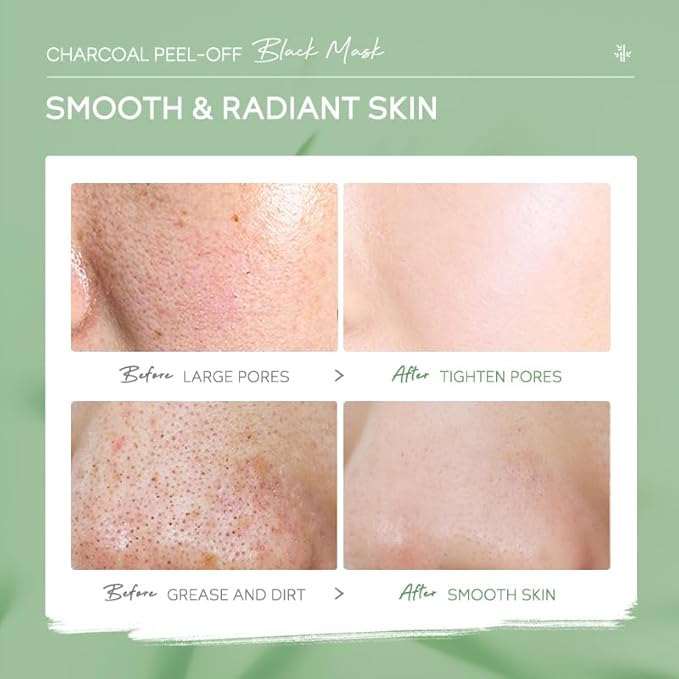 Charcoal Peel Off Mask, Pore Clearing Gel Facial Mask, Oil Control, Tighten Pores, Deep Cleansing for Face Nose Blackhead Pores, Elasticity Hydration Care, Not Over-Drying, Easy-to-use