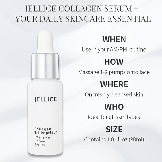 JELLICE Collagen Tripeptide Face Serum – Anti-Aging & Firming Formula with Niacinamide, Hyaluronic Acid & Centella – Deep Hydration & Smoother-Looking Skin – Japanese Beauty – 1.01 fl oz