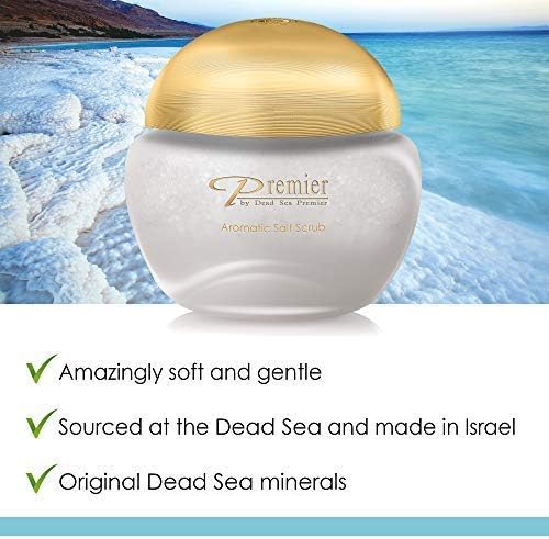 Premier Dead Sea Aromatic Salt Scrub for Hands Feet & Body Exfoliating Body Scrub w/Jojoba Sweet Almond Grape Seed Oils Vitamin E Foot Exfoliator for Women & Men Exotic Scent, 10.5 Oz