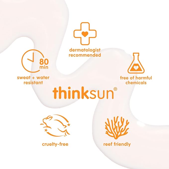 Thinkdaily SPF 30 Face Sunscreen Serum 1.7 oz, Mineral Sunscreen with Non-Nano Zinc Oxide 22%, UVA/UVB Protection, 80-Minute Water & Sweat Resistant, Lightweight Luminous Finish, Reef Friendly