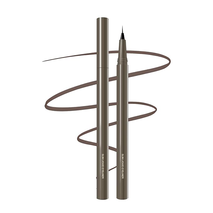 Ultra Fine Liquid Eyeliner Pen, Slim Precision Tip for Winged & Inner Corner Lines, Waterproof Smudge-Proof Quick-Drying, Long-Lasting All-Day Smooth Lightweight Cool Tea Brown Eyeliner